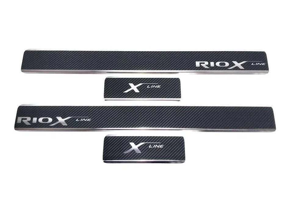 Накладки на пороги нержавеющая сталь под карбон 4шт. для Kia Rio X (X-Line) I