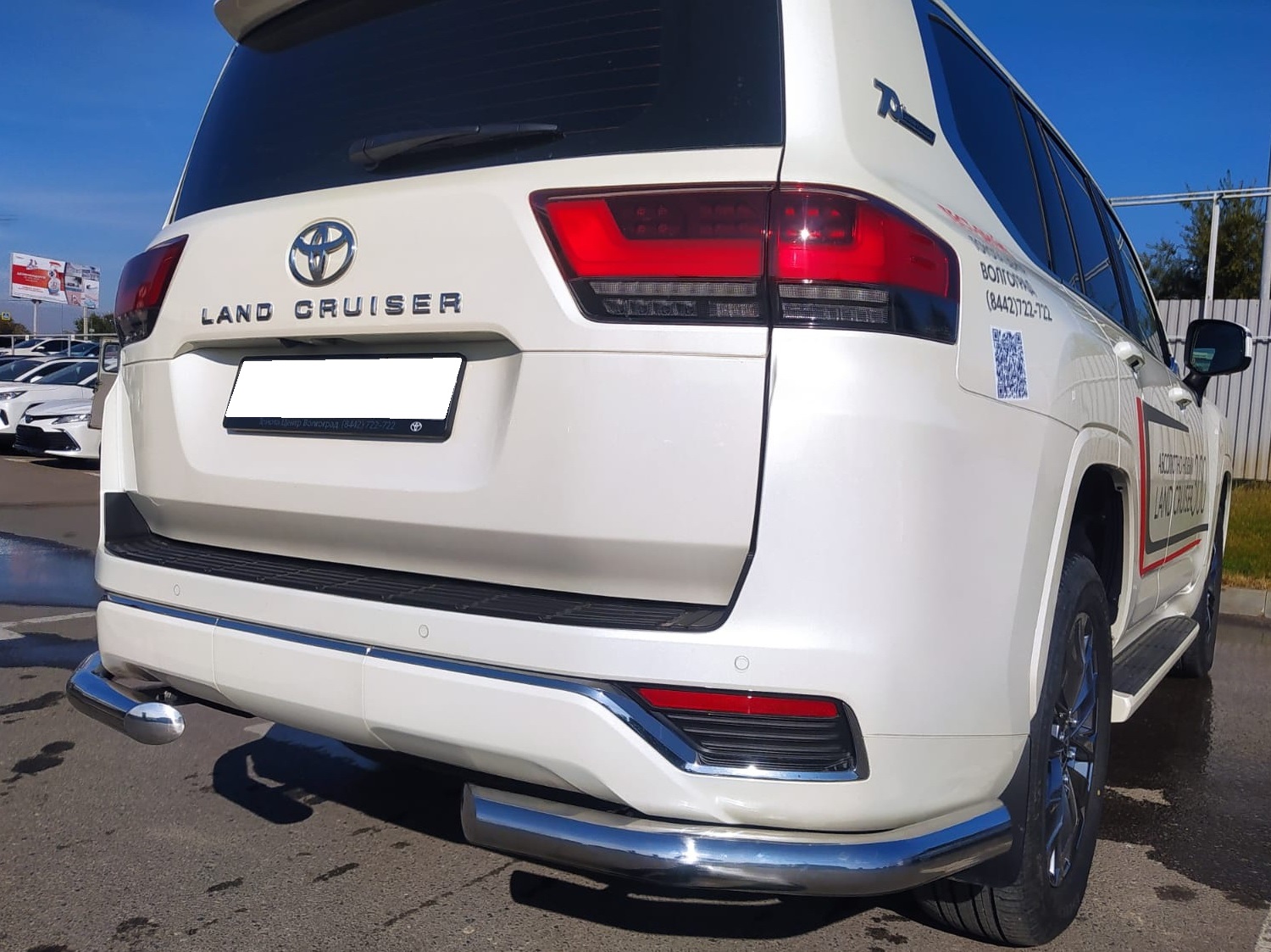Защита заднего бампера угловая d76 мм для Toyota Land Cruiser 300 Series