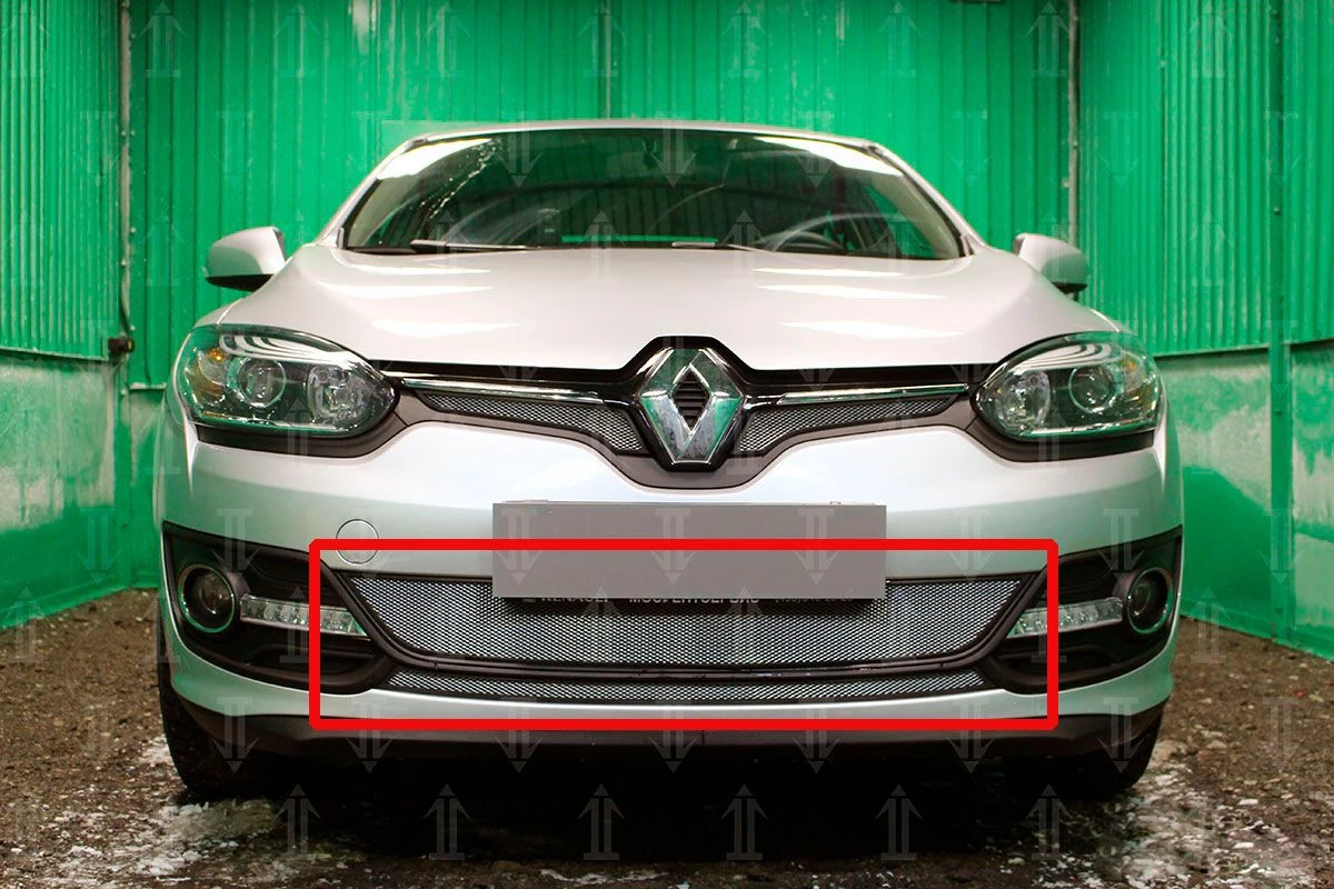 Защитная сетка радиатора низ 2 части для Renault Megane III Рестайлинг 2