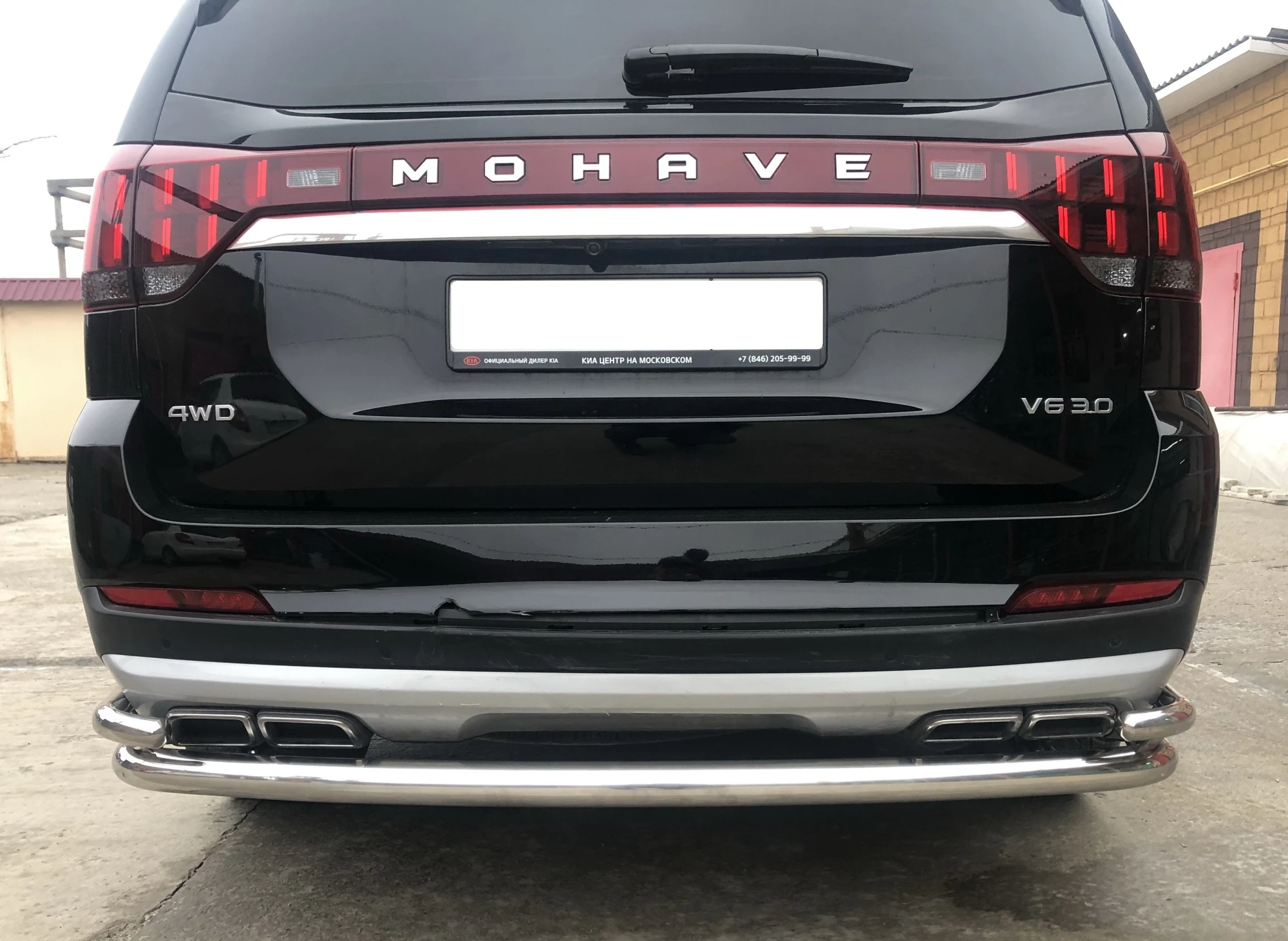Защита заднего бампера угловая двойная большая d60/42 мм для Kia Mohave I Рестайлинг 2  Юко KMH.21.22