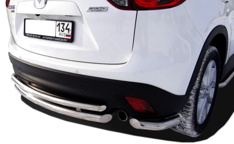 Защита заднего бампера двойная d60/42 мм для Mazda CX-5 I  Юко MCX5.13.20