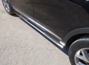 Пороги овальные с накладкой 75х42 мм для Kia Sorento III Prime