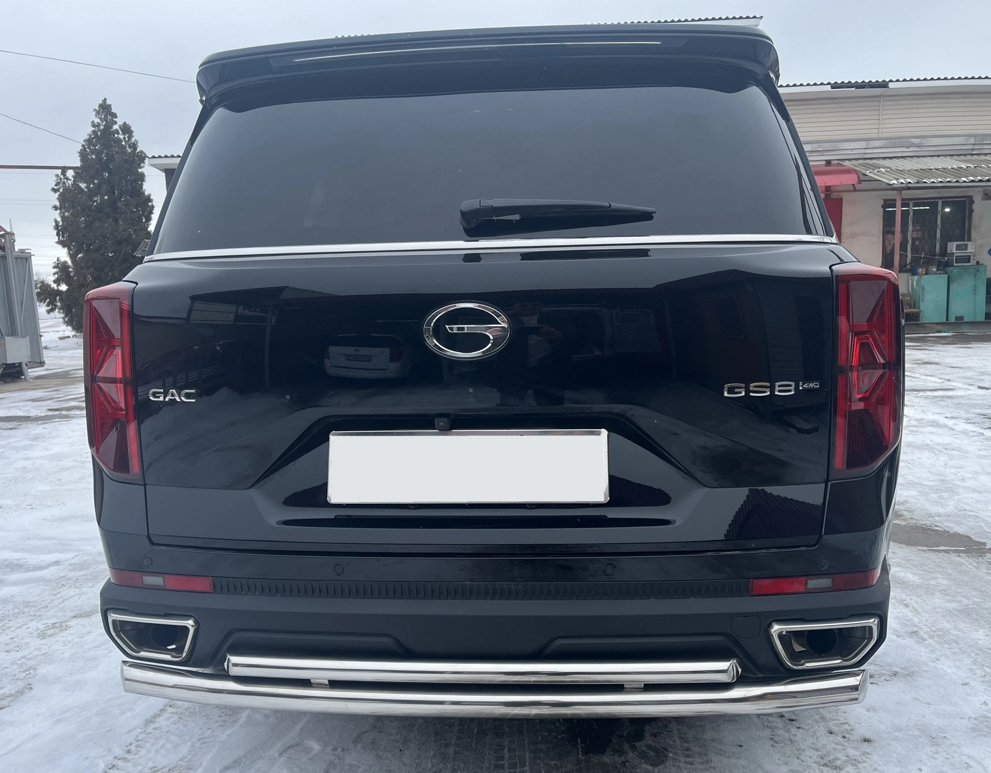 Защита заднего бампера двойная d60/42 мм для GAC GS8 II  Юко GAC.GS8.23.16