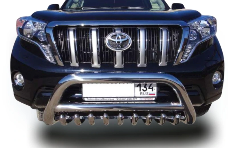 Защита переднего бампера скоба низкая+зубья d76/60/42 мм для Toyota Land Cruiser Prado 150 Series  Юко TLCP150.10.76