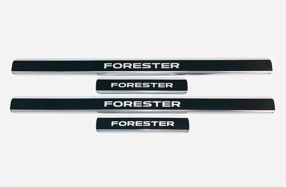Накладки на пороги нержавеющая сталь под карбон 4шт. для Subaru Forester IV Рестайлинг