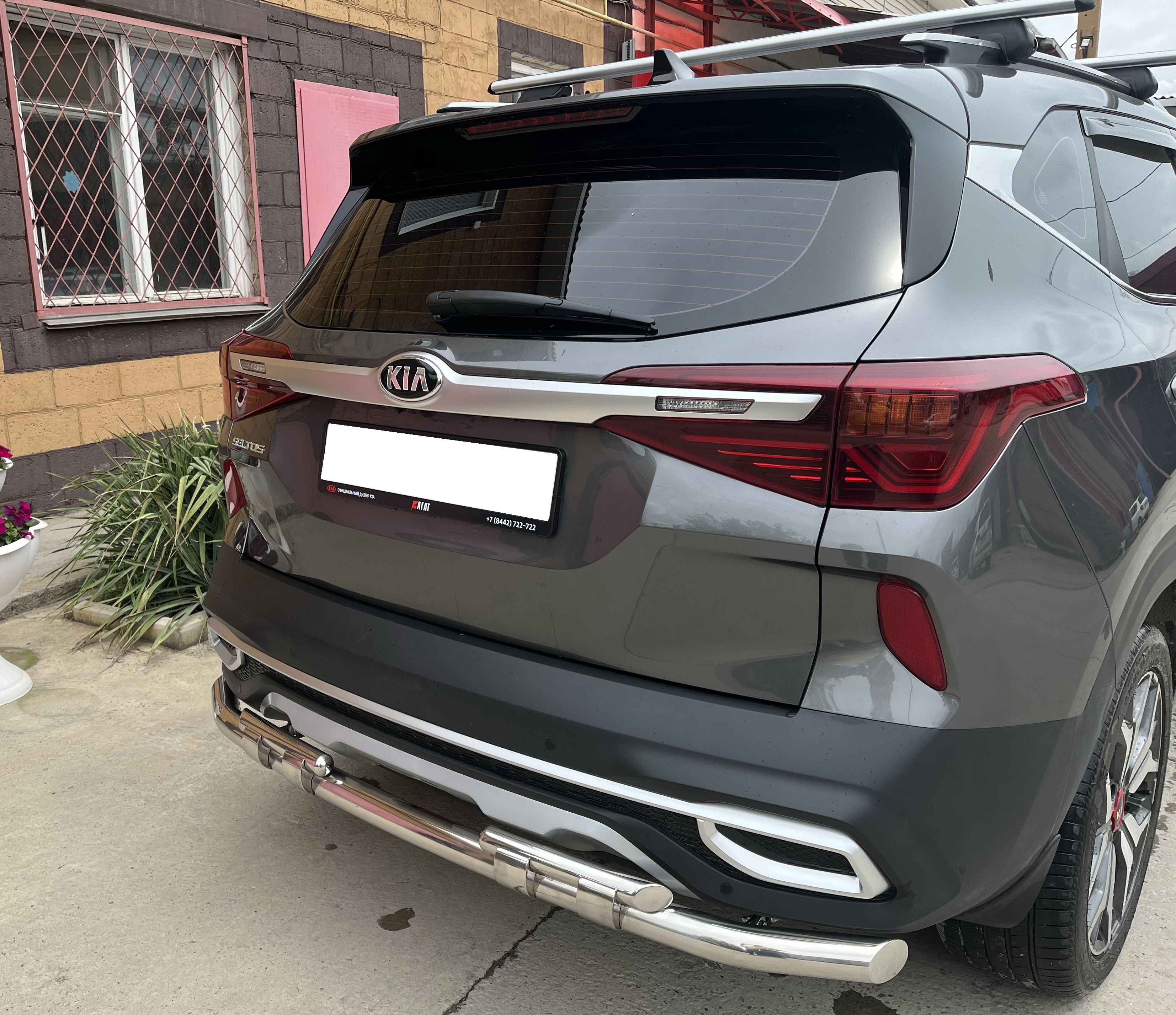 Защита заднего бампера с перемычками d60/42 мм для Kia Seltos I