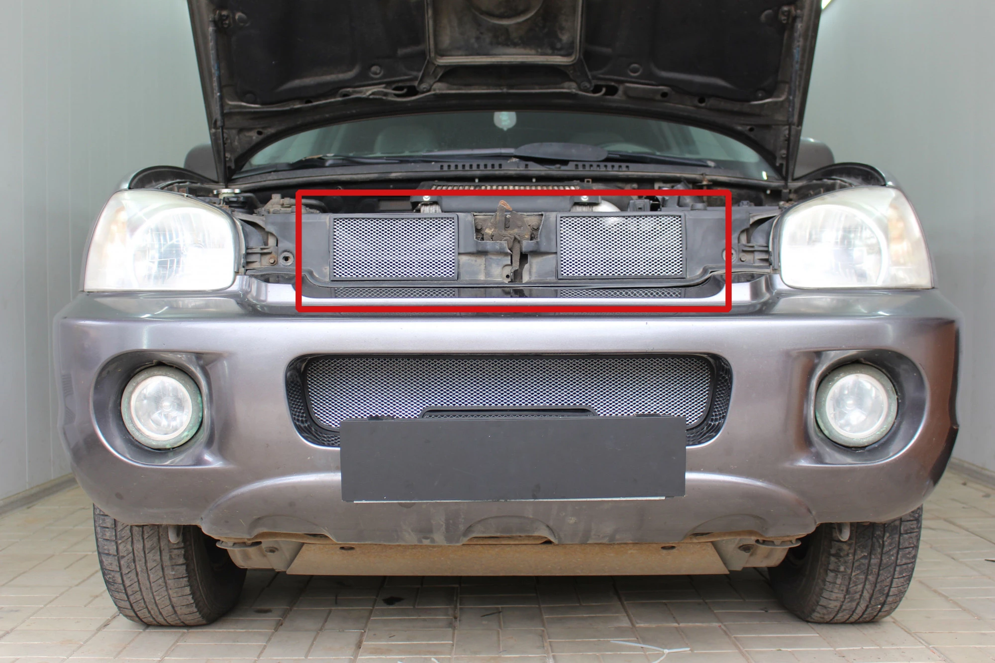 Защитная сетка радиатора верх 2 части для Hyundai Santa Fe I