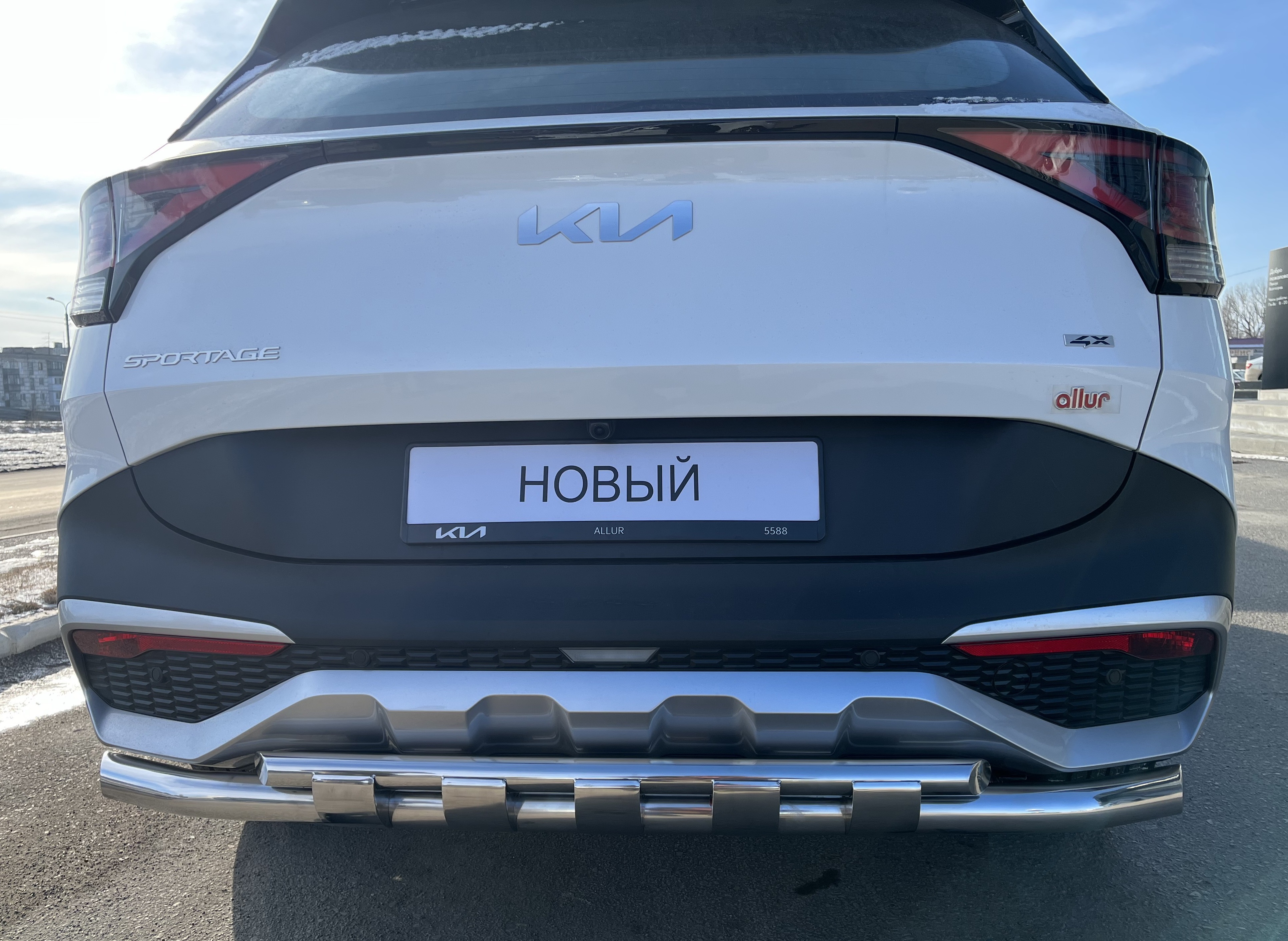 Защита заднего бампера двойная с перемычками d60/42 мм для Kia Sportage V