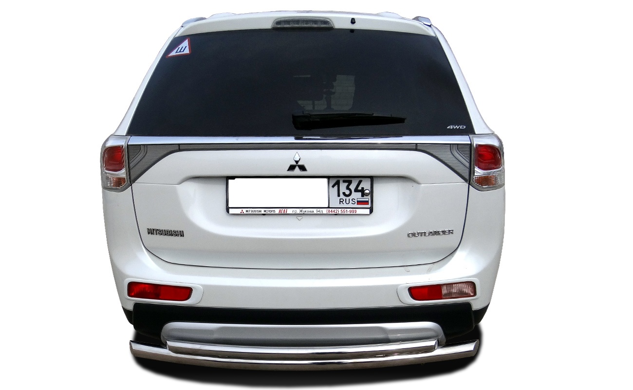 Защита заднего бампера двойная d60/42 мм для Mitsubishi Outlander III Рестайлинг