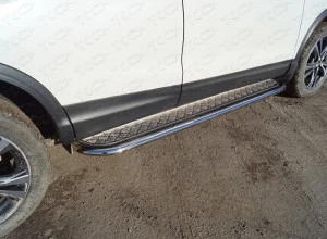 Пороги с площадкой 75х42 мм для Nissan Qashqai II  ТСС NISQASHSPB15-34