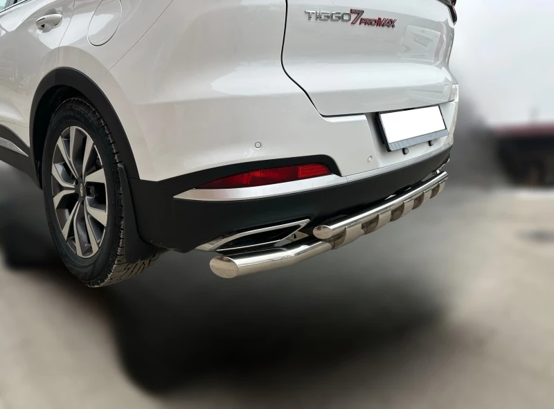 Защита заднего бампера двойная с перемычками d60/42 мм для Chery Tiggo 7 Pro Max  Юко CTGPM.7.22.25