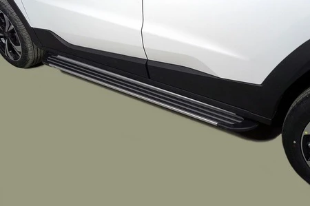 Пороги алюминиевые "Slim Line Silver" 1720 мм для Москвич 3 I Серебрянный ТСС MOSK322-09S