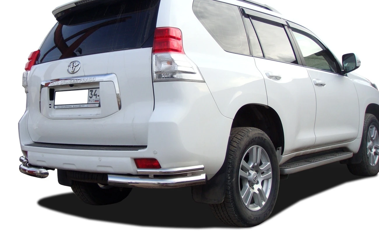 Защита заднего бампера угловая двойная d76/42 мм для Toyota Land Cruiser Prado 150 Series  Юко TLCP150.10.20