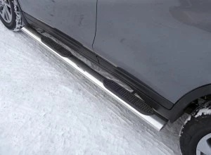 Пороги овальные с накладкой 120х60 мм для Nissan X-Trail III Рестайлинг  ТСС NISXTR18-23