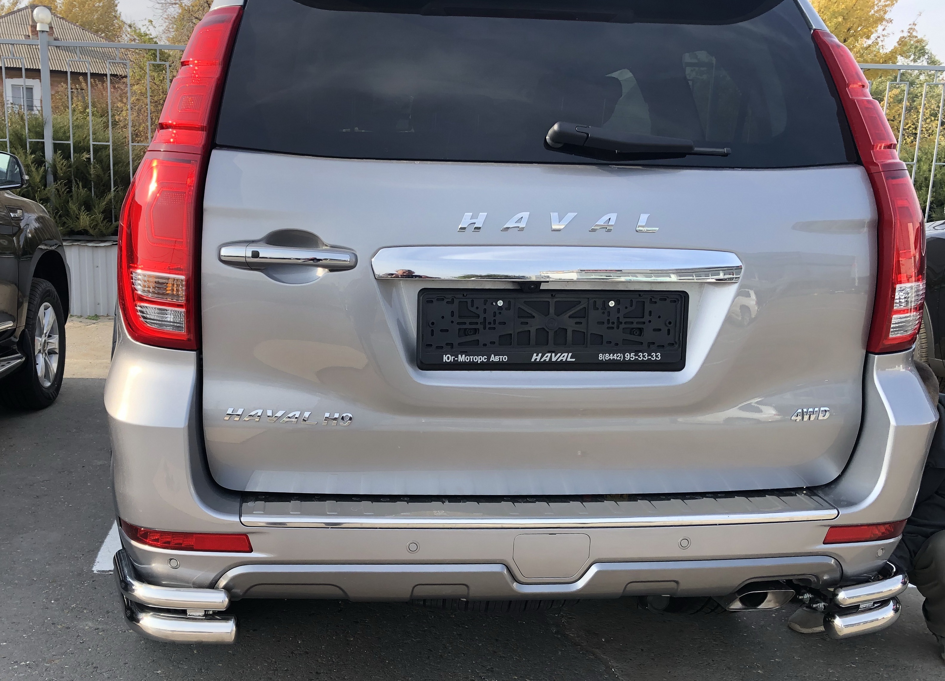 Защита заднего бампера угловая двойная d60/42 мм для Haval H9 I Рестайлинг