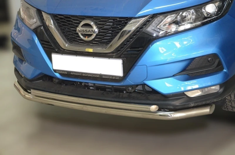 Защита переднего бампера двойная d60/42 мм для Nissan Qashqai II Рестайлинг  Юко NQ.17.03