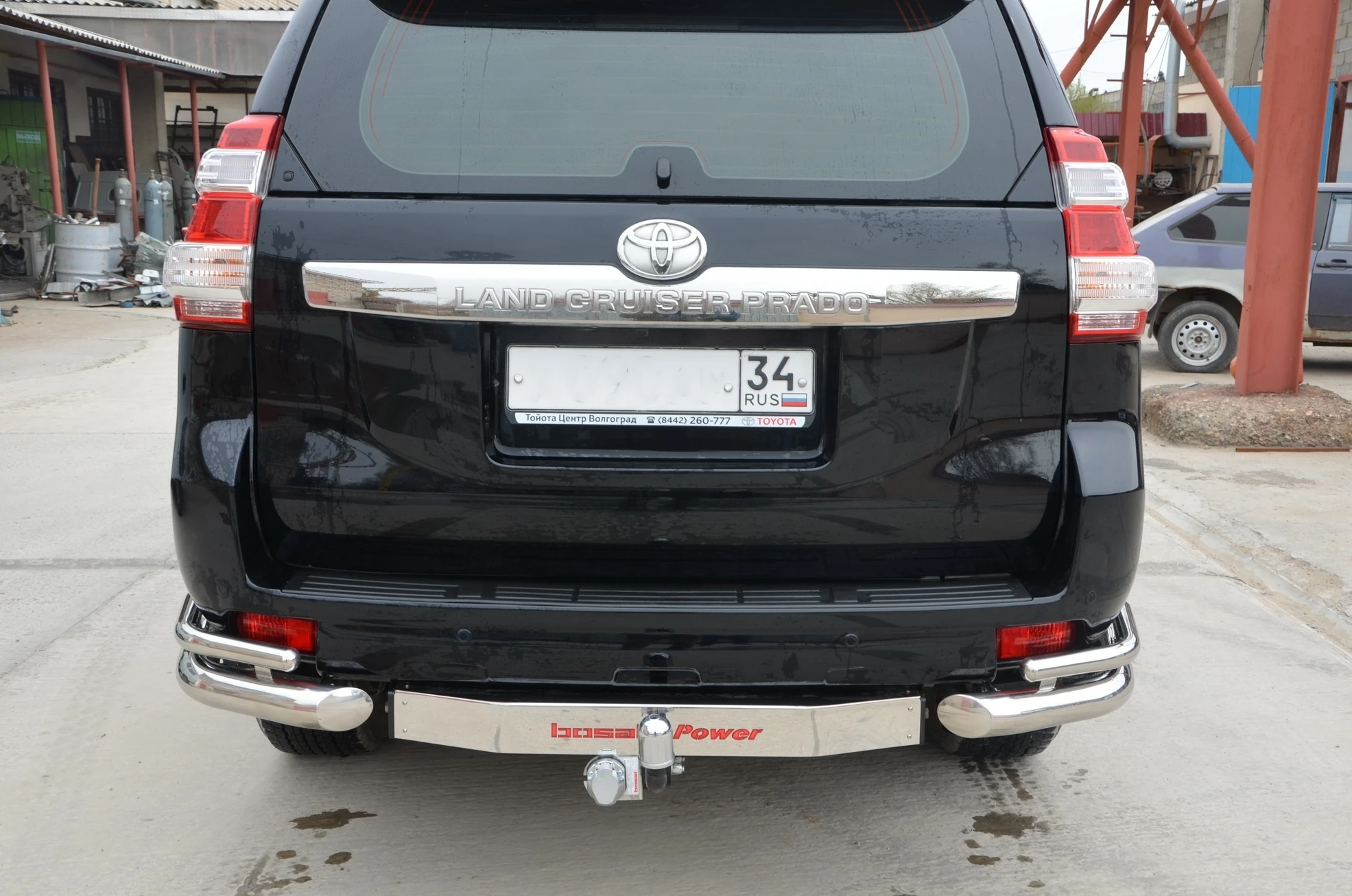 Защита заднего бампера угловая двойная под фаркоп d76/42 мм для Toyota Land Cruiser Prado 150 Series Рестайлинг 1  Юко TLCP150.14.20-2