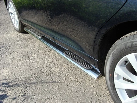 Пороги овальные с накладкой 120х60 мм для Toyota Venza I Рестайлинг