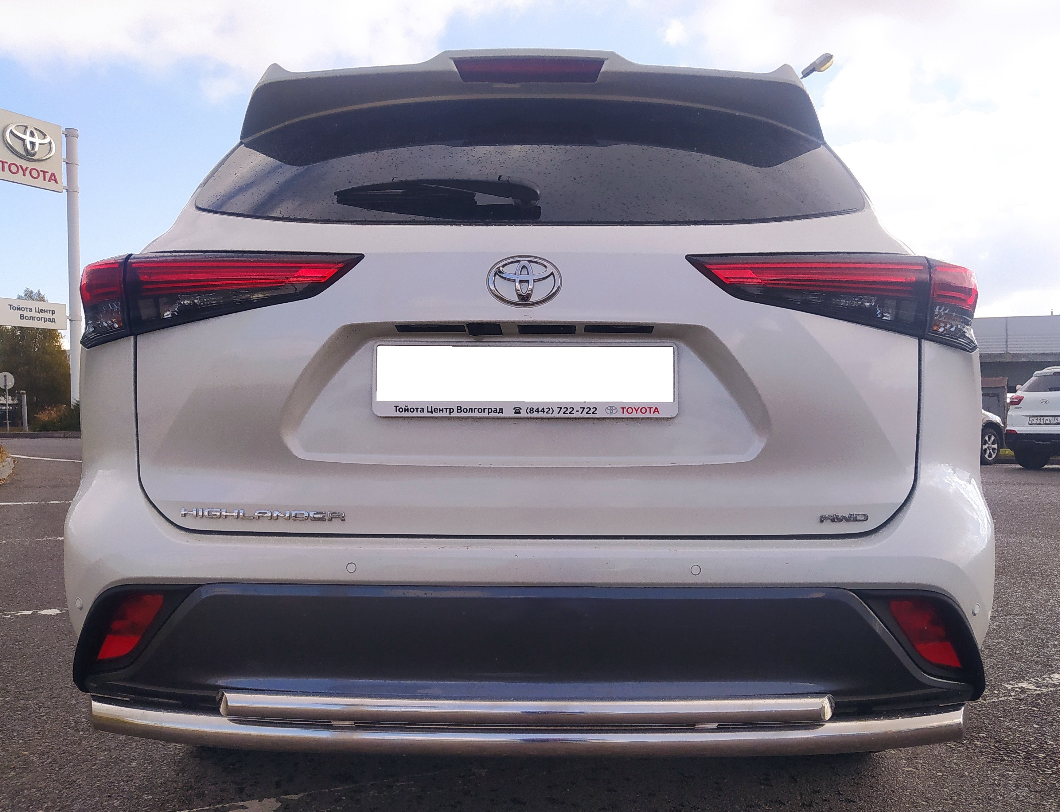 Защита заднего бампера двойная d60/42 мм для Toyota Highlander IV (U70)