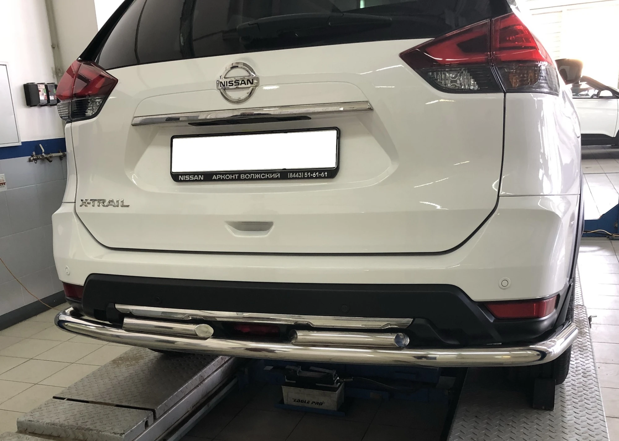 Защита заднего бампера двойная угловая большая d60/42 мм для Nissan X-Trail III Рестайлинг  Юко NXT.18.28-1