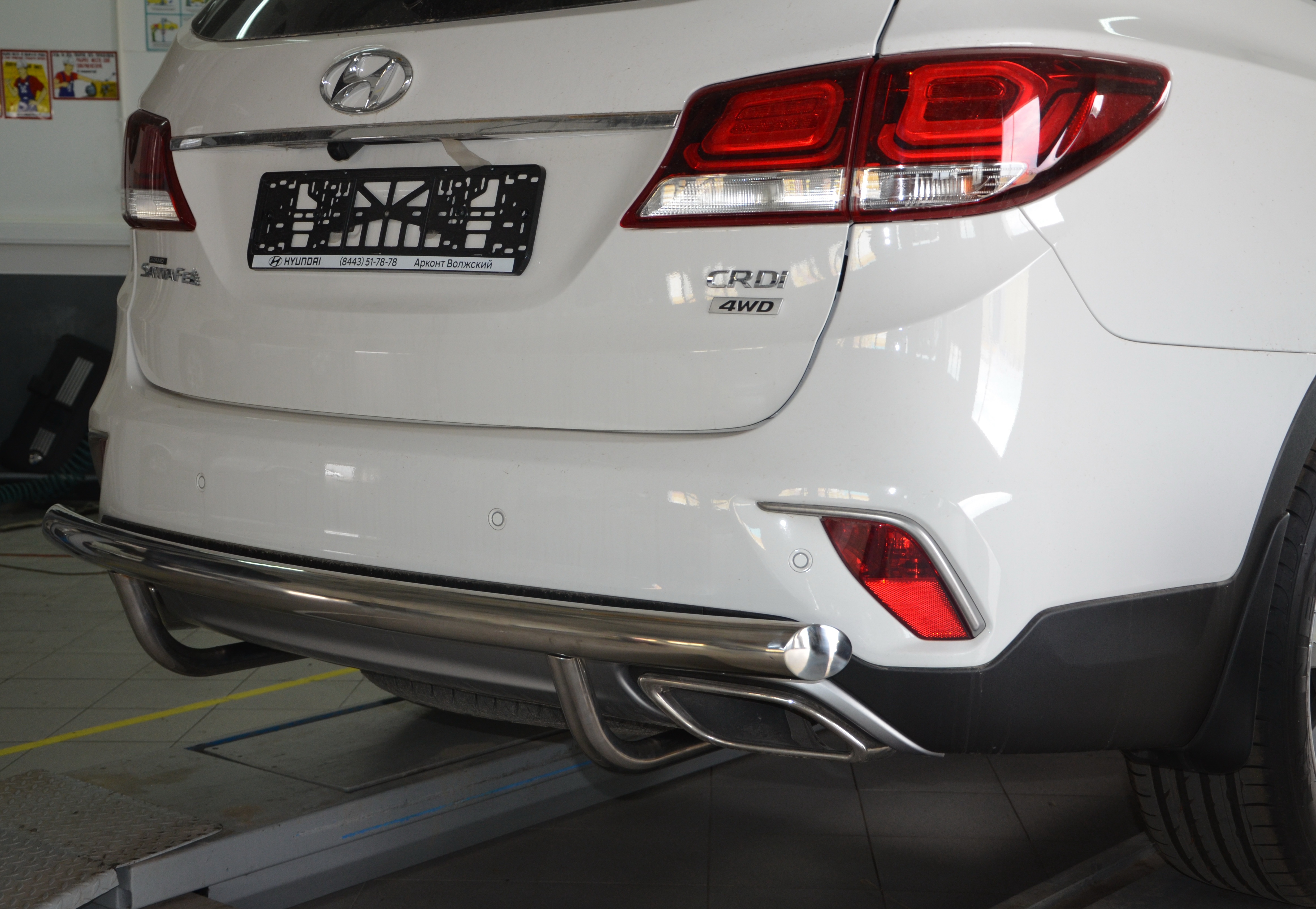 Защита заднего бампера d60 мм для Hyundai Grand Santa Fe I Рестайлинг