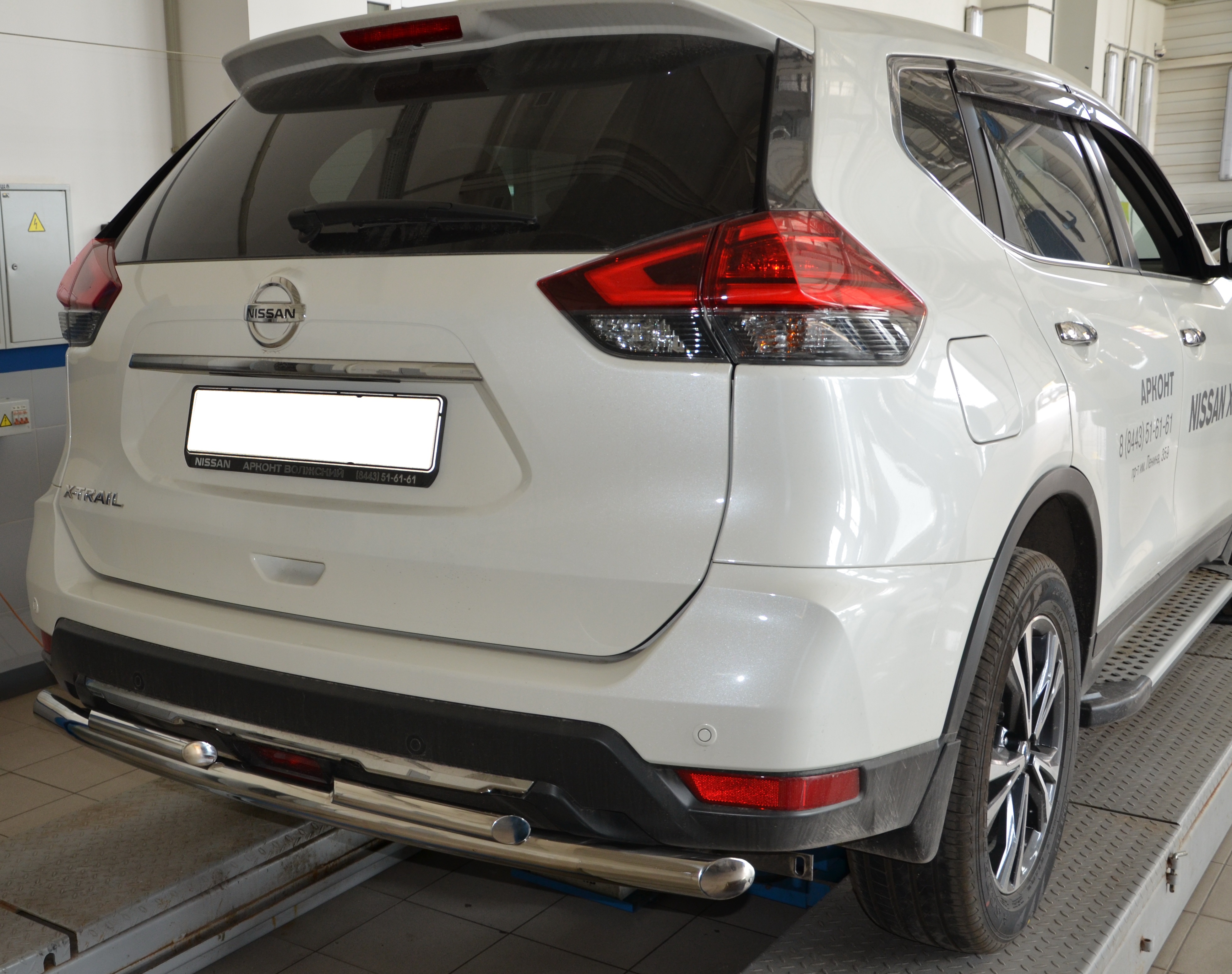 Защита заднего бампера двойная d60/42 мм для Nissan X-Trail III Рестайлинг