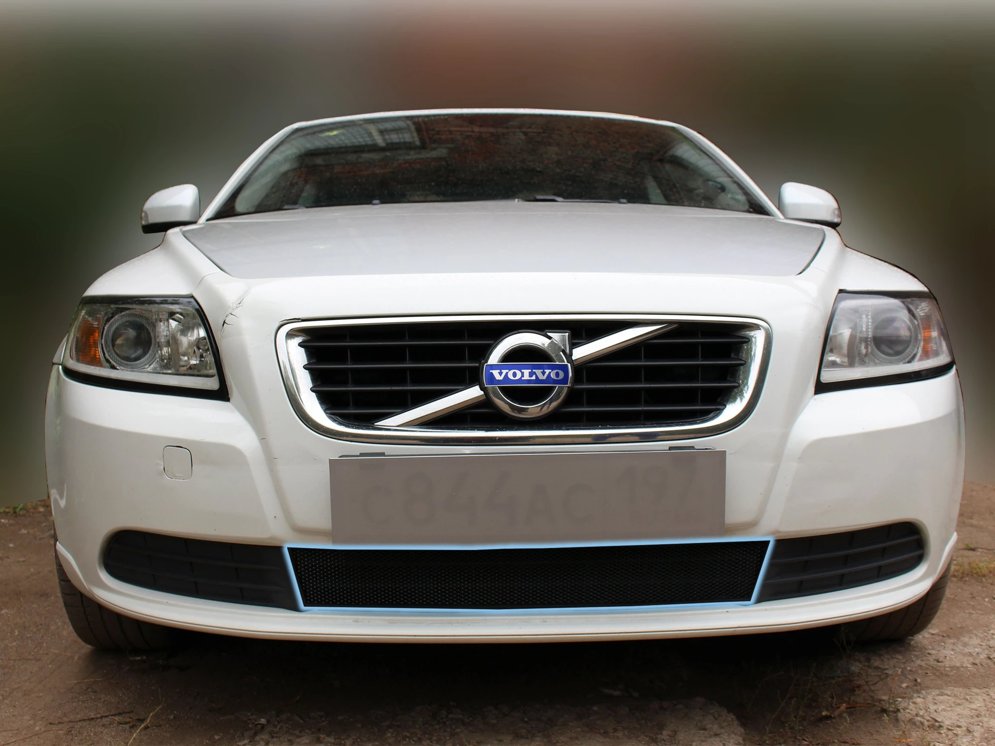 Защитная сетка радиатора низ для Volvo S40 II Рестайлинг Черный Стрелка 11 VS40.07.bot.black