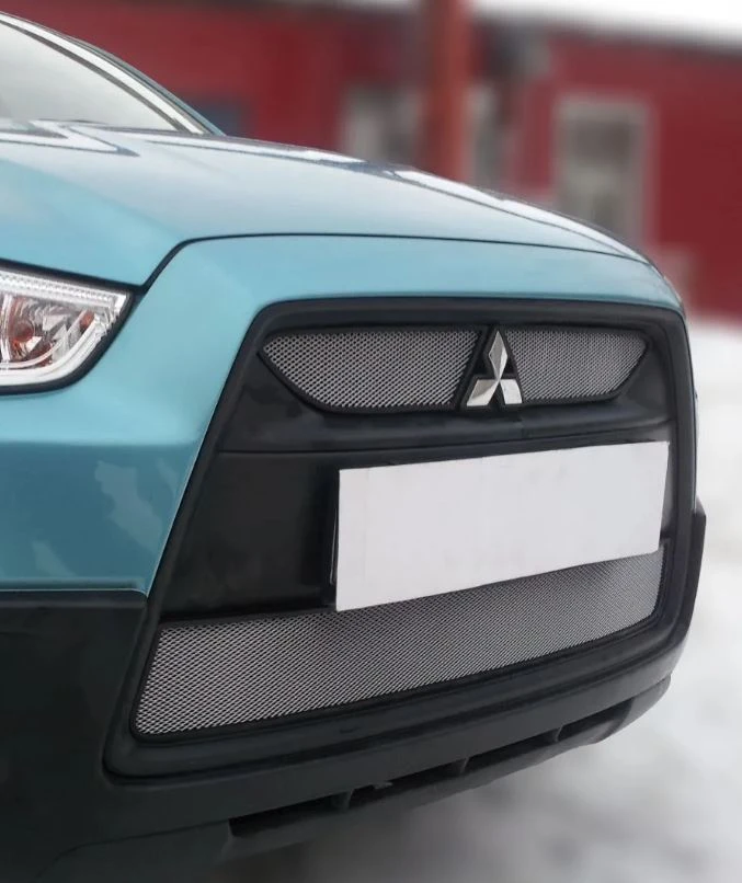 Комплект защитных сеток радиатора верх 2 части,центр и низ для Mitsubishi ASX I Рестайлинг Хром Стрелка 11 MITASX12.top.chrome-MITASX12.bot.chrome-MITASX12.mid.chrome