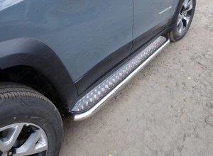 Пороги с площадкой 60,3 мм для Jeep Cherokee V (KL) Рестайлинг  ТСС JEEPCHERTRAIL14-06