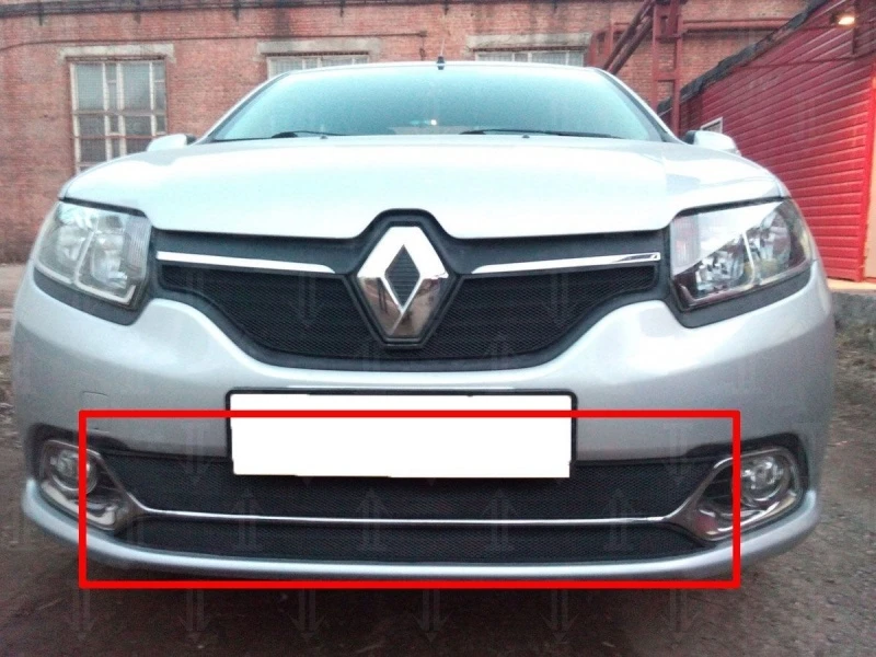 Защитная сетка радиатора низ для Renault Logan II Черный Стрелка 11 RLOG14.LUX.bot.black