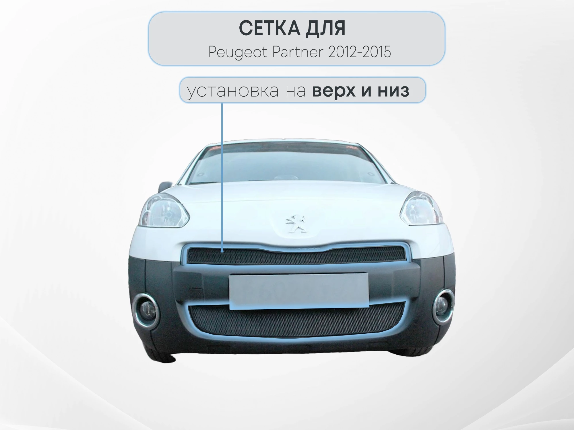 Защитная сетка радиатора комплект 2 части для Peugeot Partner II Рестайлинг