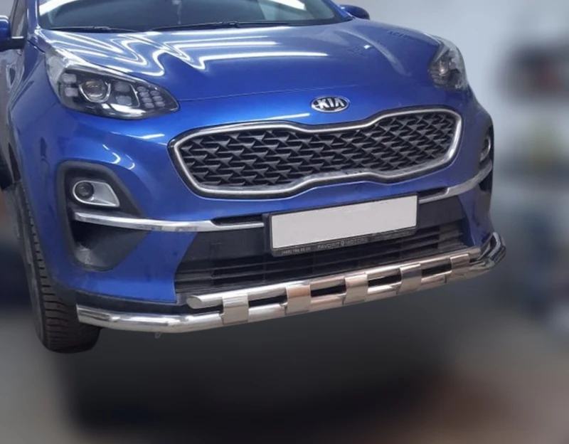 Защита переднего бампера двойная с перемычками d60/42 мм для Kia Sportage IV Рестайлинг  Юко KSP.18.75