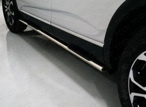 Пороги овальные с накладкой 75х42 мм для Renault Arkana I  ТСС RENARK19-18