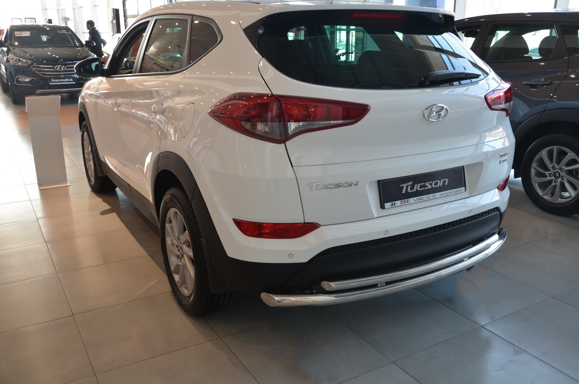 Защита заднего бампера двойная d60/42 мм для Hyundai Tucson III