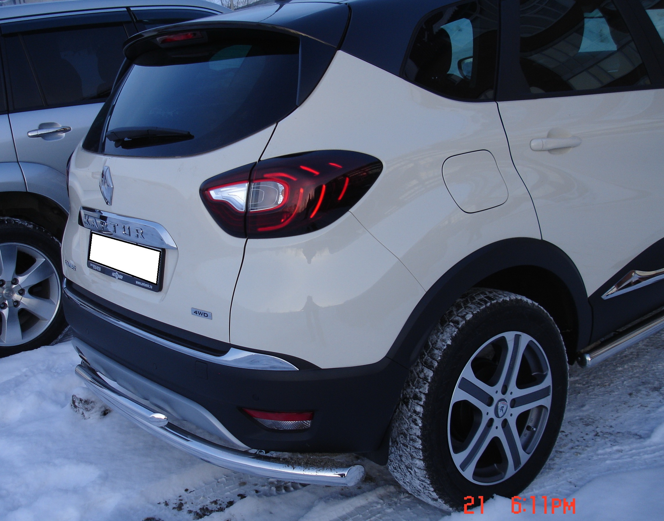 Защита заднего бампера двойная d60/42 мм для Renault Kaptur I