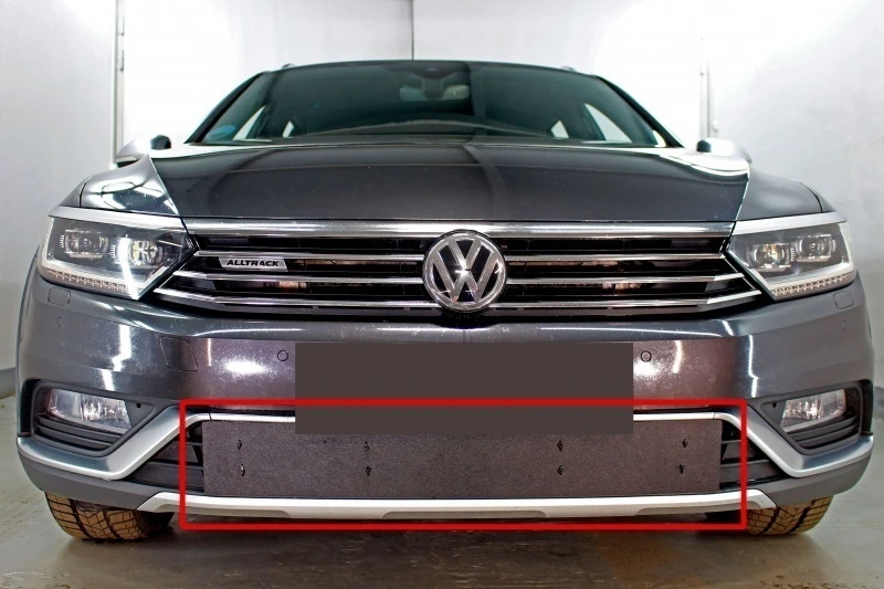 Зимняя заглушка радиатора на стяжке низ для Volkswagen Passat B8 Черный Стрелка 11 ZZ.WVB8AL16