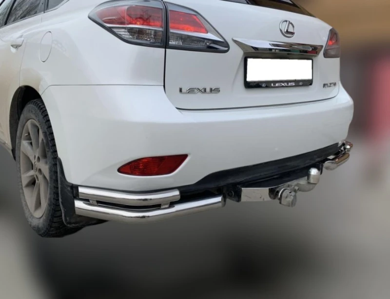 Защита заднего бампера двойная угловая d60/42 мм для Lexus RX III  Юко LRX.270.09.20