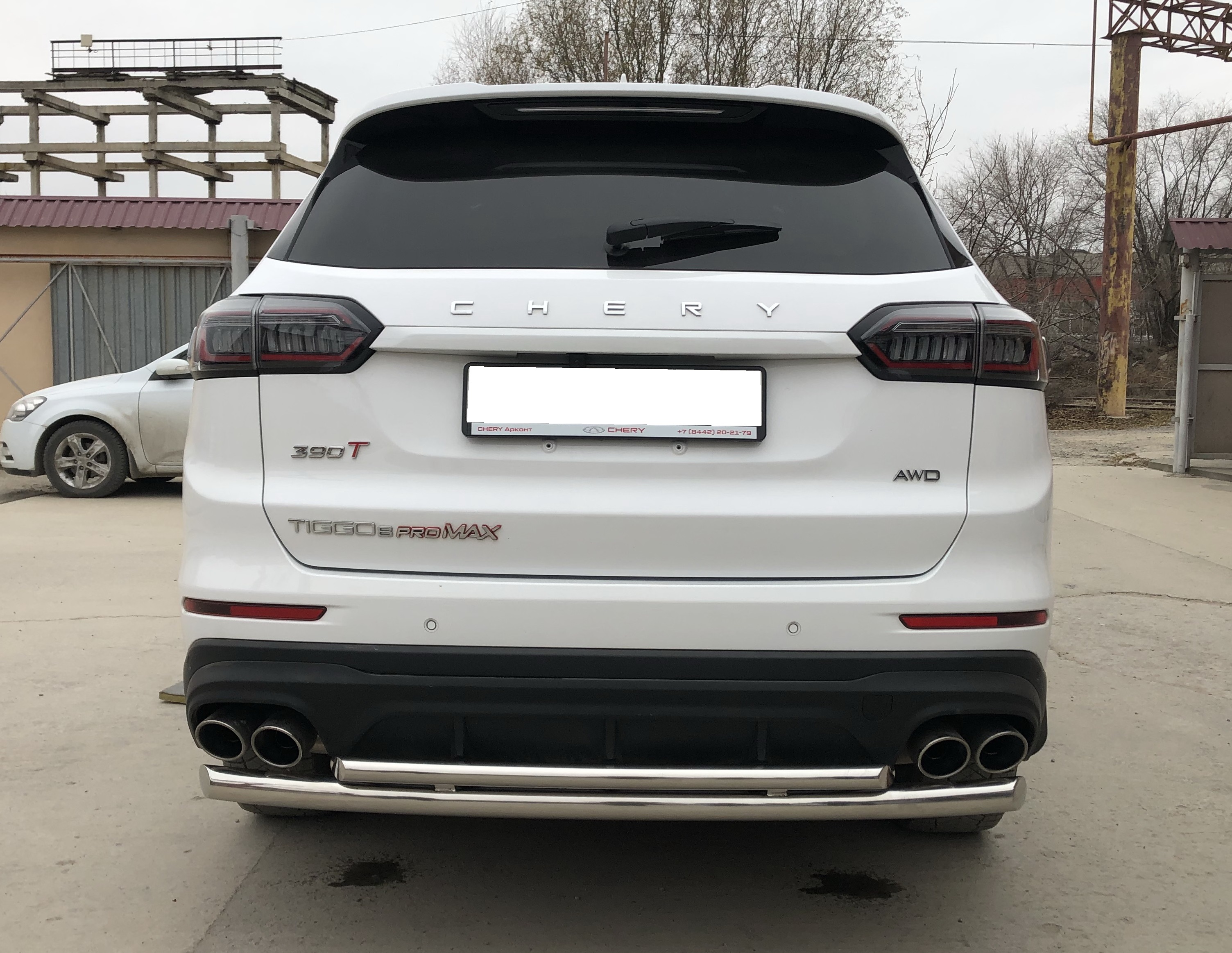 Защита заднего бампера двойная d60/42 мм для Chery Tiggo 8 Pro Max I Рестайлинг