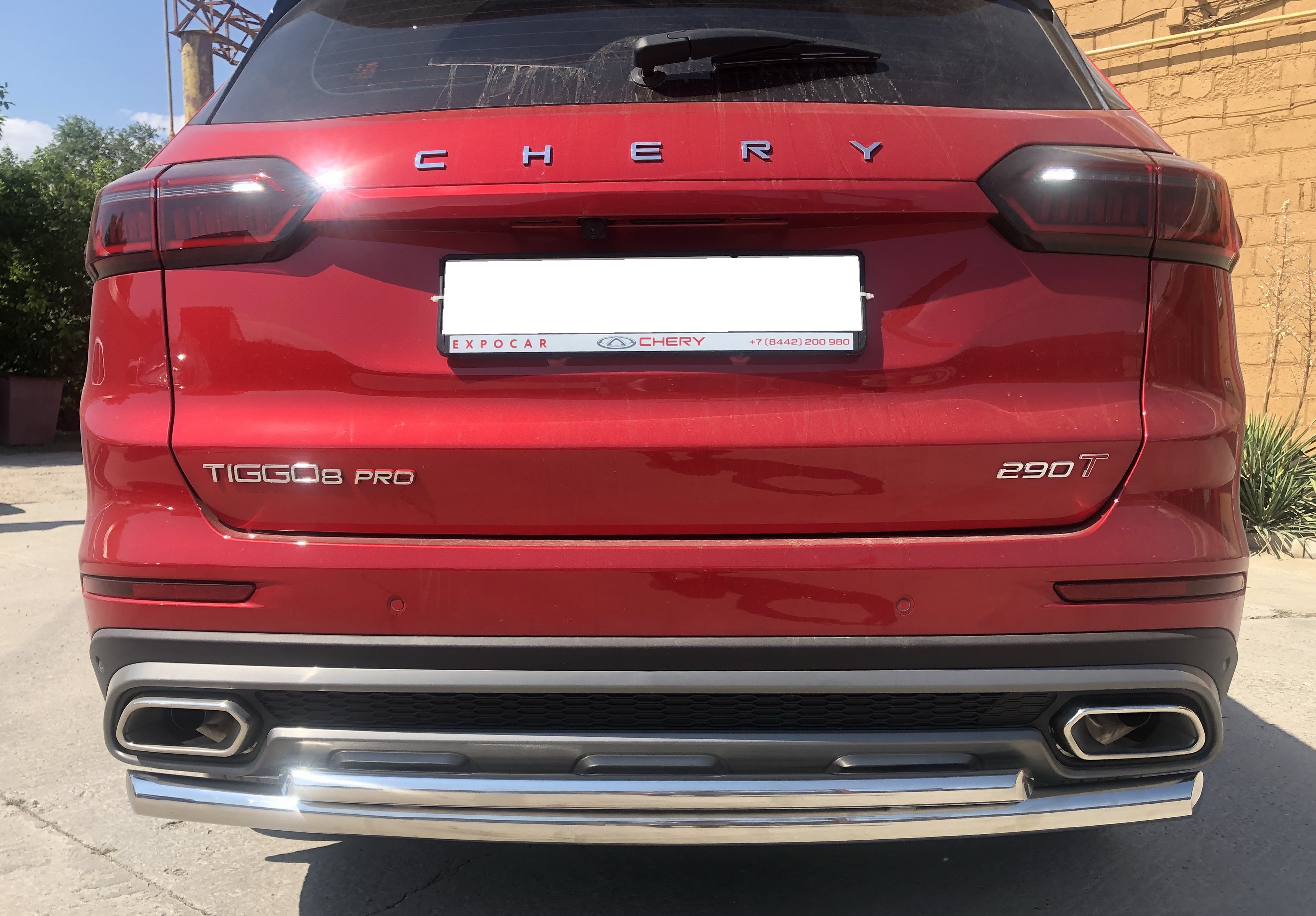 Защита заднего бампера двойная d60/42 мм для Chery Tiggo 8 Pro