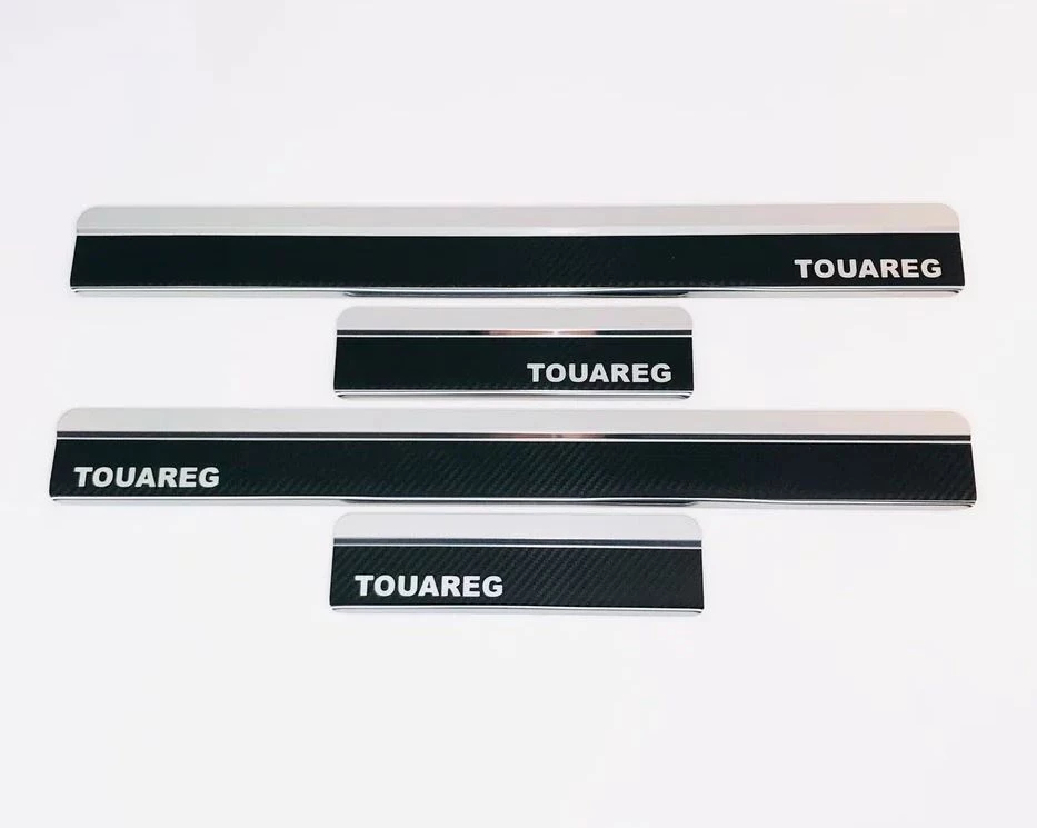 Накладки на пороги нержавеющая сталь под карбон 4шт. для Volkswagen Touareg II