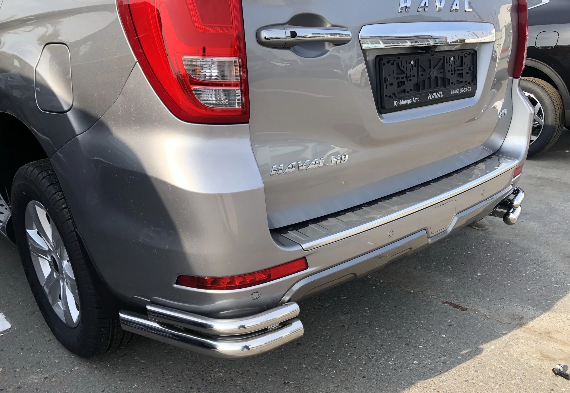 Защита заднего бампера угловая двойная d60/42 мм для Haval H9 I Рестайлинг  Юко GWH9.18.19