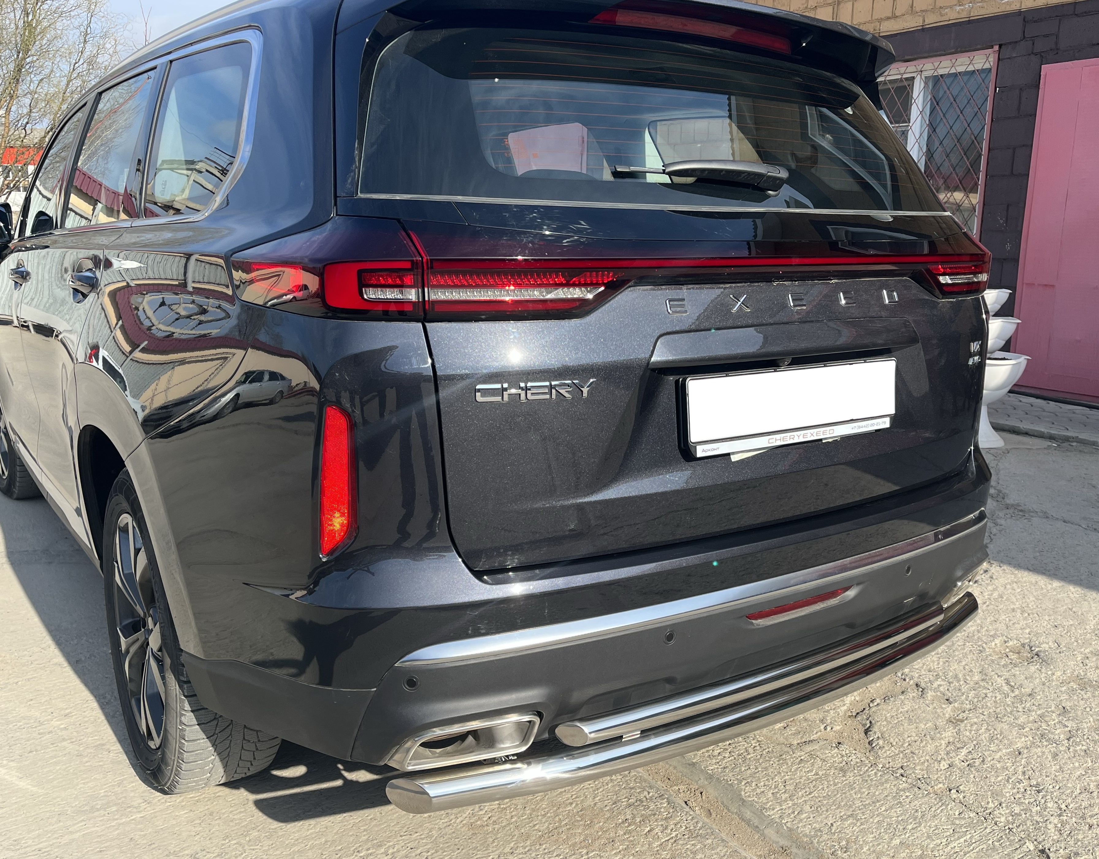 Защита заднего бампера двойная d60/42 мм для EXEED VX I