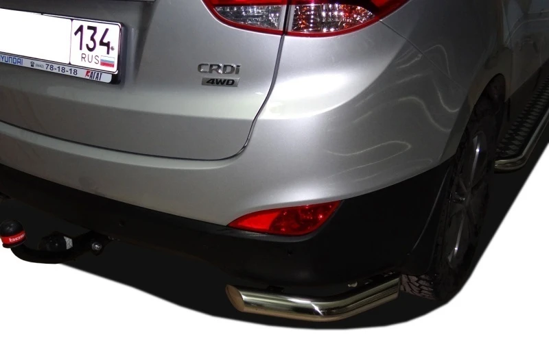 Защита заднего бампера угловая короткая d60 мм для Hyundai ix35 I  Юко HYX35.10.17