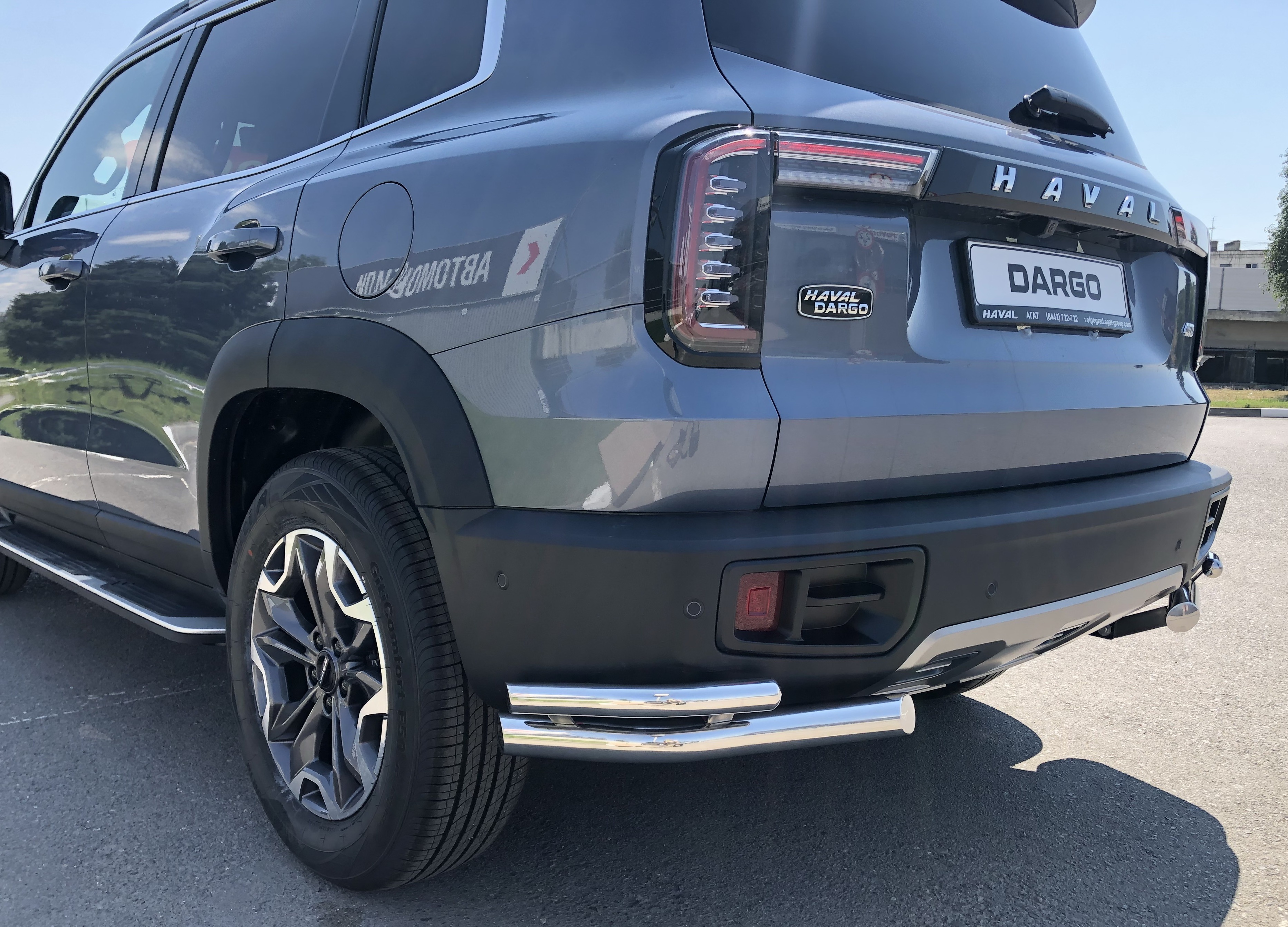 Защита заднего бампера угловая двойная d60/42 мм для Haval Dargo