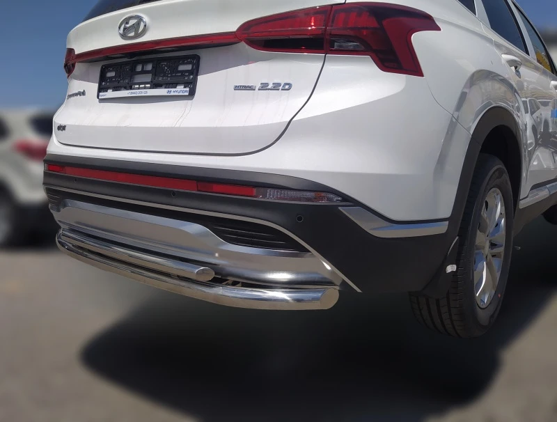 Защита заднего бампера двойная d60/42 мм для Hyundai Santa Fe IV Рестайлинг  Юко HYSF.21.16