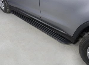 Пороги алюминиевые "Slim Line Black" 1720 мм для Mitsubishi ASX I Рестайлинг 2 Черный ТСС MITSASX17-12B