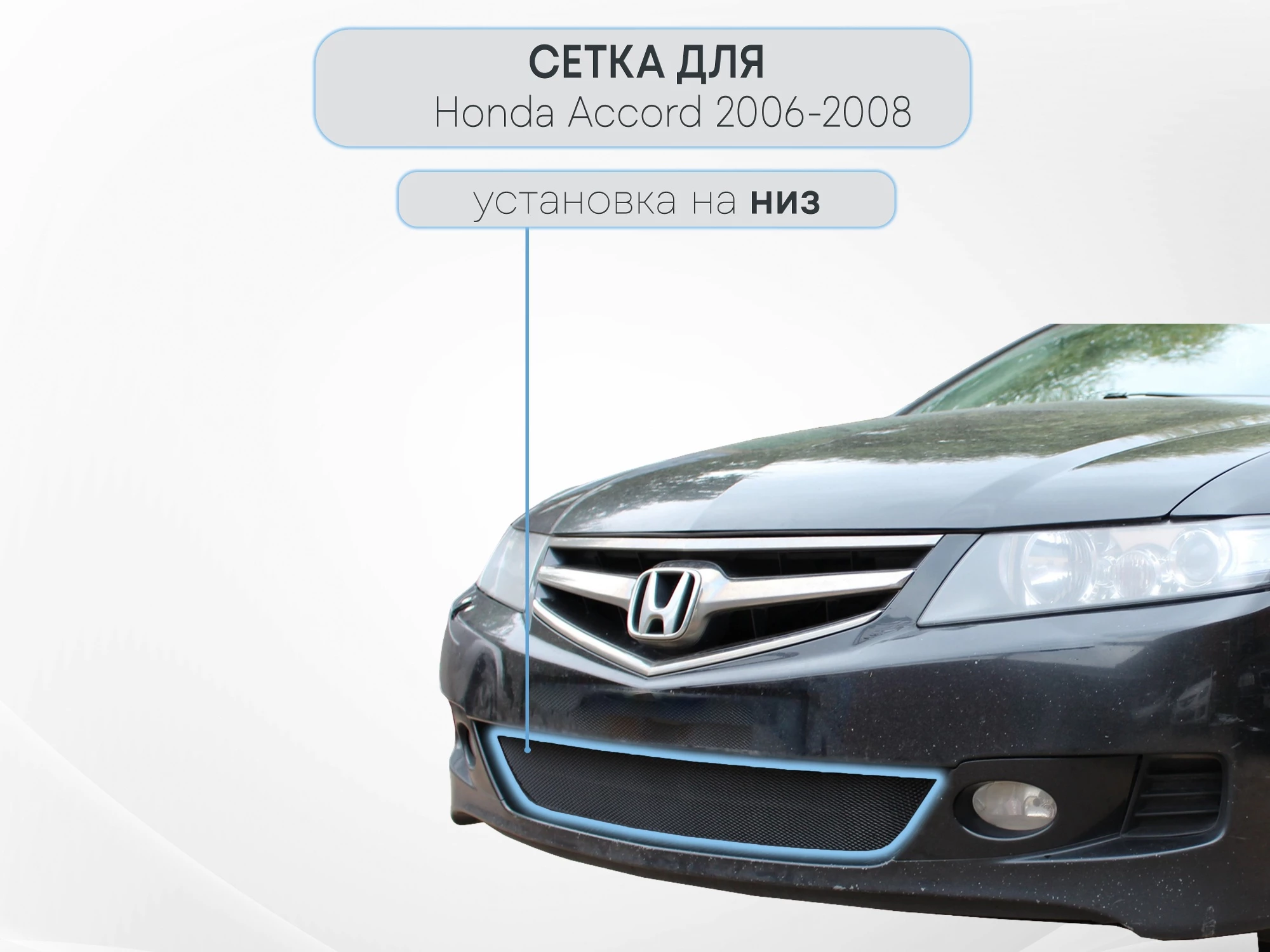 Защитная сетка радиатора для Honda Accord VII Рестайлинг Черный