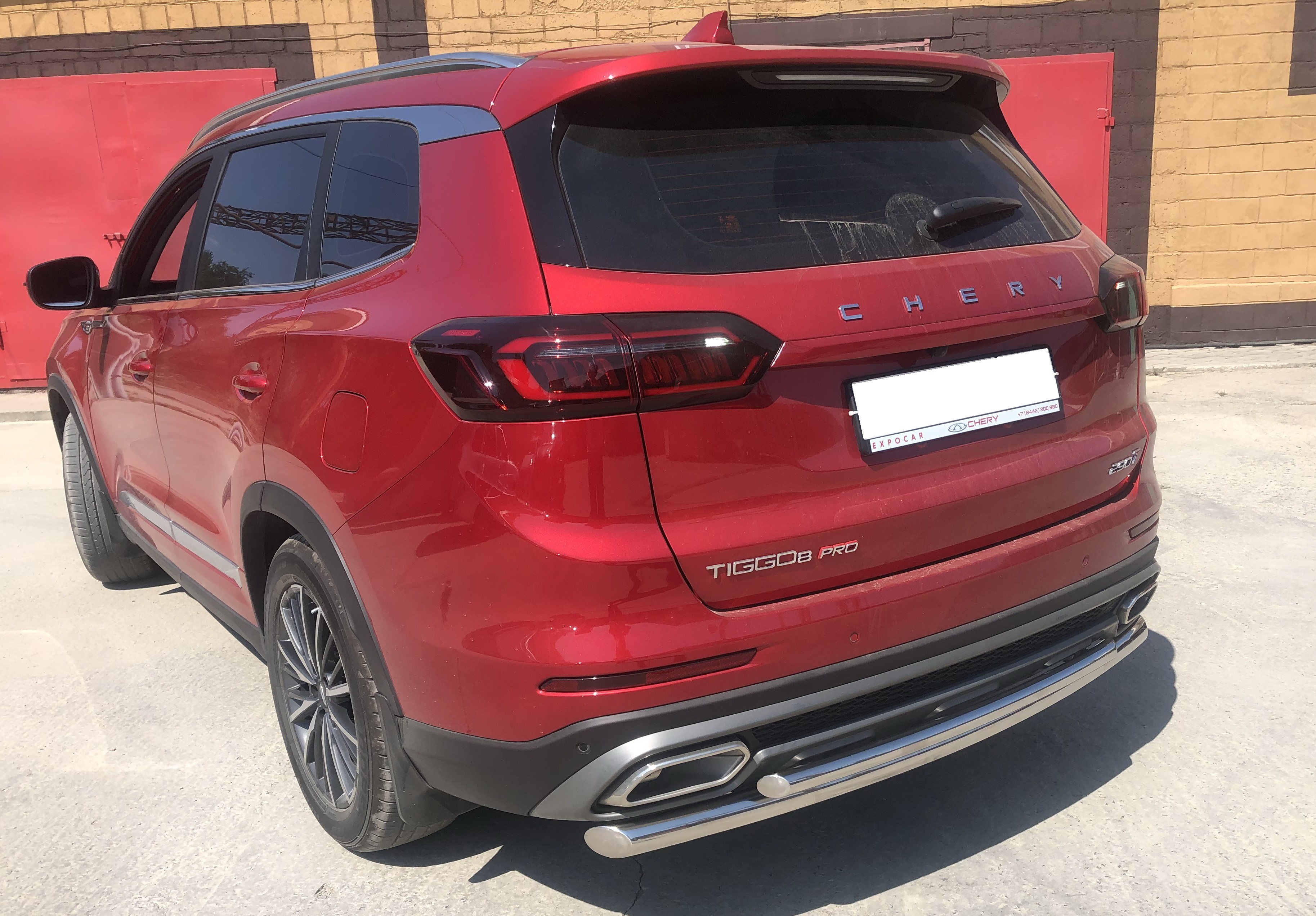 Защита заднего бампера двойная d60/42 мм для Chery Tiggo 8 Pro