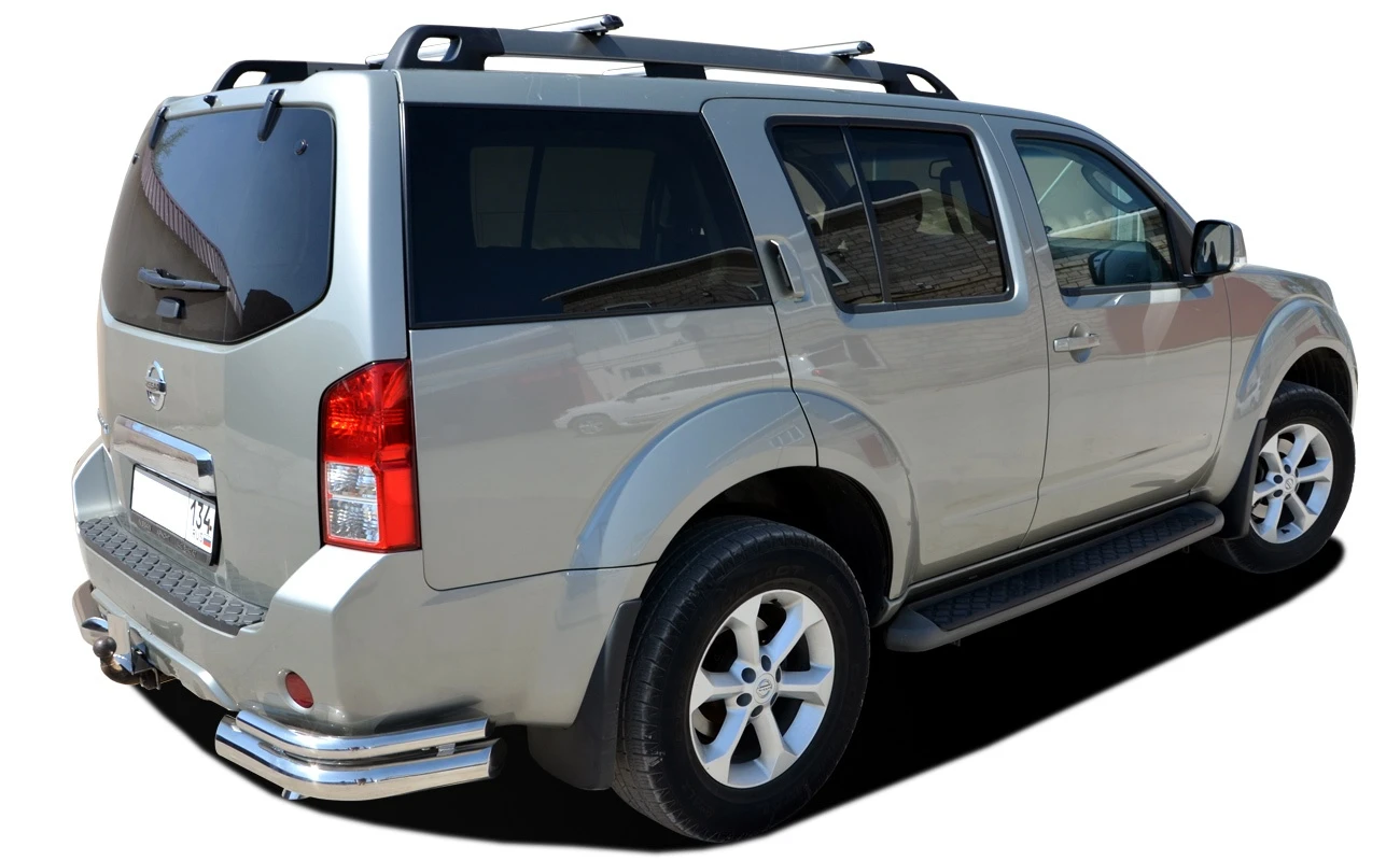 Защита заднего бампера угловая двойная d76/42 мм для Nissan Pathfinder III Рестайлинг  Юко NPF.10.20