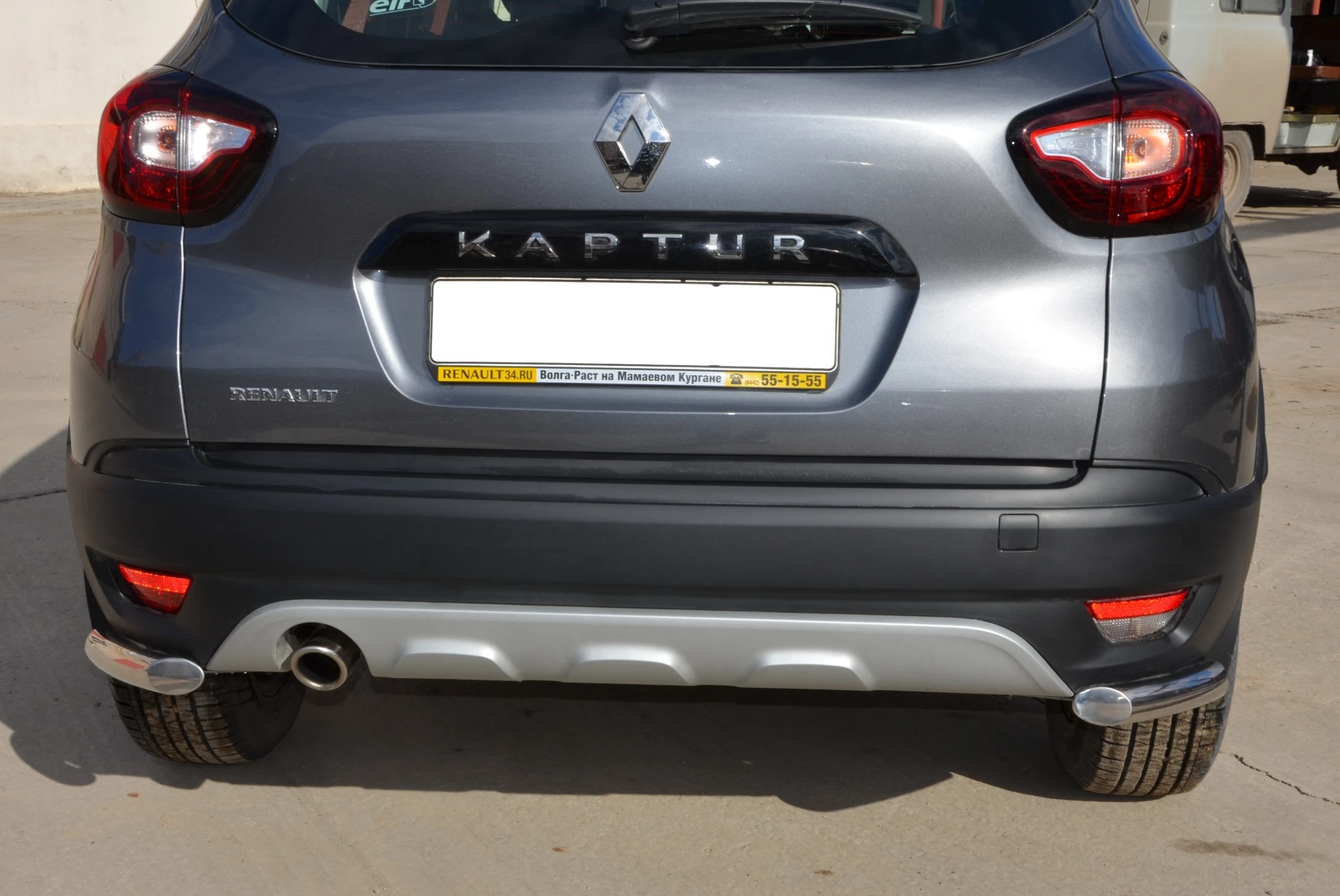 Защита заднего бампера угловая d53 мм для Renault Kaptur I  Юко RK.17.18